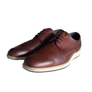 Ecco Jared Plain Toe Derby Lace Up Cognac Leather Dress Shoes EU 44 US 11 Hybrid